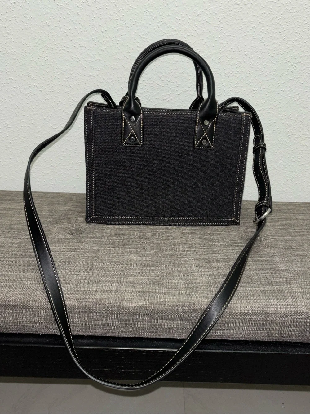 True Religion Black Quilted Tote with Strap